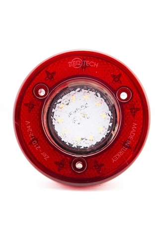 Ahmet Otomotiv Yuvarlak Otobüs-minibüs Stop Lambası 19 Led 12/24v Kırmızı/beyaz Uyumlu