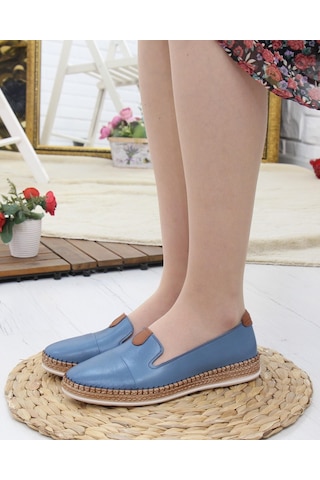 Nesil Shoes Syg P01 Mavi Hakiki Deri Kadın Ayakkabı-mavi Mavi