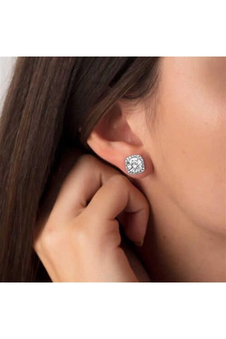 Caelo Gümüş Kare Montür Pırlanta Modeli Küpe