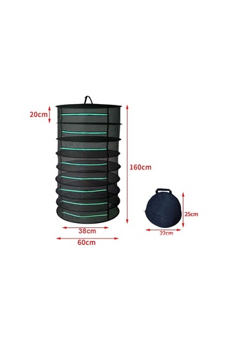 Sones Asılı Bitkisel Kurutma Ağı Katlanabilir Kurutma Rafı Kapalı Fermuarlı Bitki Kurutma Ağı, Özellikler: 60cm Çap 8 Katman