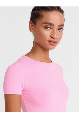Dilvin 31906 Vücuda Oturan Kısa Kollu T-shirt-pembe Pembe