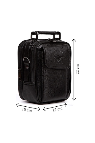 Tuldar Erkek Deri Çelik Kasalı Kapaklı Omuz Ve El Çantası 17x22cm Tul513 Siyah