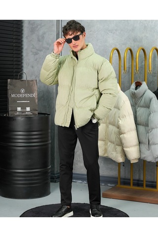 Modefendi Yüksek Kalite Oversize Elyaf Yapılı Kadife Mont Yeşil