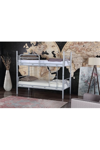 Ranzaci Solid Ranza 90x190 Genç Çocuk Yatak Odası Metal Ranza Gri