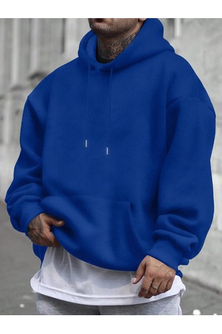 Uyguntarz Unisex Brooklyn Bridge Baskılı Oversize Sweatshirt Mavi