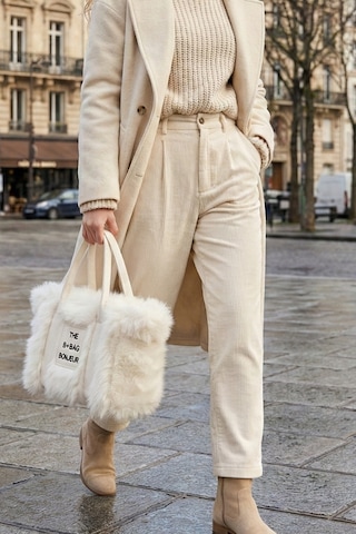 Vivazzaluxe Vintage Peluş Kürk Model Sonbahar, Kış The Bag Bonjeur Kadın El, Kol, Omuz Çanta Beyaz