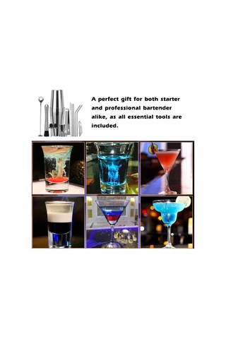 Lemestar 304 Paslanmaz Çelik Kokteyl Karıştırıcı Seti - 13 Parça 350ml, Profesyonel Bar Aletleri, Kokteyl Hazırlama Gereçleri
