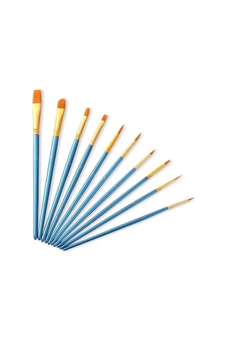 Willowhaven Zhu Tıng 20 Adet İnci Çubuk Naylon Saç Kombinasyonu Fırçası, Mavi 27.5x7.5 Cm, 85 Gr/takım , Ahşap+alüminyum, Sulu/akrilik Boya İçin