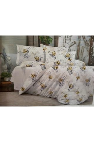 Çift Kişilik Çarşafı Lastikli Nevresim Takımı Sarı
