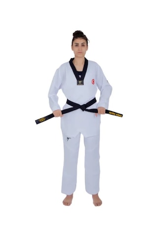 Haşado Ultra Fighter Profesyonel Siyah Yaka Tekvando Elbise Beyaz