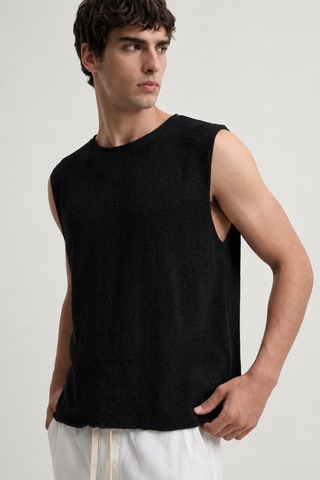 Antioch Relax Fit Dokulu Erkek Kolsuz T-shirt A26y9457 Siyah