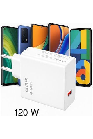 Auris 120w Usb Type-c Şarj Saliseli Ultra Süper Hızlı Usb Başlık Ve Type-c Kablo Seti -