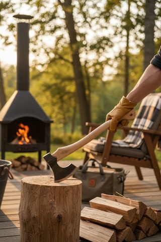 Savaşan Çelik 4140 Kamp Baltası Doğal Gürgen Sapı Vernikli