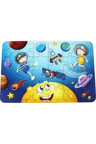 Ahşap Uzay Puzzle - Bebekleri İçin Puzzle - Ahşap Yapboz Oyuncak - Oyuncak Yap-boz - 24 Parça Puzzle 1 Adet