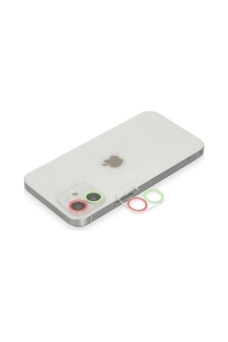 Newface Apple iPhone Uyumlu 12 Mini Renkli Kamera Lens Koruma Cam Semeglbl - 2 - Yeşil-pembe