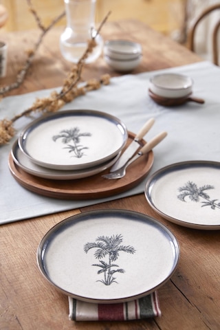 Kütahya Porselen Palmiye 4 Parça 21 Cm Pasta Tabağı 80794 Çok Renkli