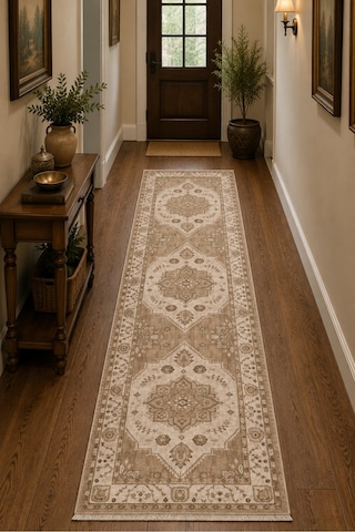 Modern Halı Kaymaz Taban Leke Tutmaz Yıkanabilir Kilim Özel Ölçü Salon Halısı 3027-2 Bej - 876587745 Bej