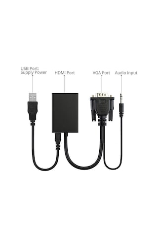 Triline Vga To Hdmi Adaptör Çevirici Görüntü Ve Ses Aktarımı