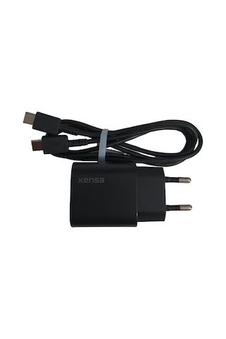 Kensa 3.0A 25W Type-C Hızlı Şarj Aleti Seti Siyah