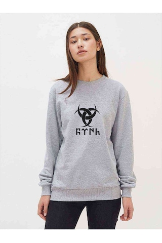 Göktürk Türk Teşkilatı Mahsusa Baskılı Gri Kadın Sweatshirt