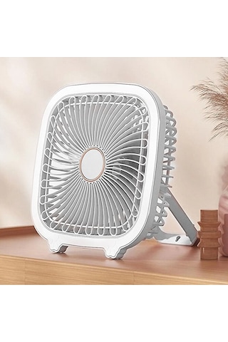 Şarjlı Taşınabilir Vantilatör Masaüstü Led Işıklı Fan 19x19cm