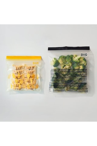 Ikea Istad Kilitlenebilir Buzdolabı Poşeti, Siyah-sarı, 2,5 Lt Ve 1,2 Lt, 50 Adet