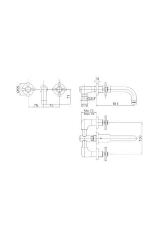 Eca Quadrille 102106029 Duvardan Ankastre Lavabo Bataryası
