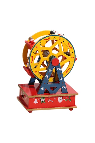 Suntek Yılbaşı Müzik Kutusu Tekerlek Masaüstü Süsü Sarı