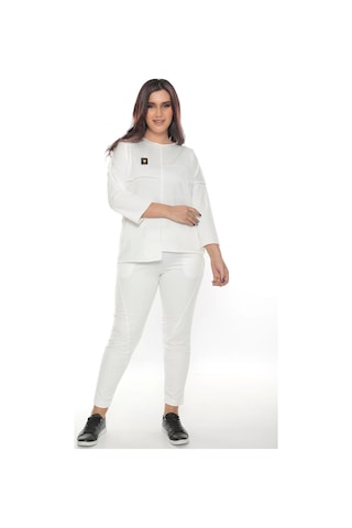 Lady Majestic Cotton 1. Kalite Büyük Beden Özel Tasarım Eşofman Takımı Beyaz