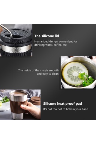 Yaleker 304 Paslanmaz Çelik Kahve Fincanı 300ml - Isı Ve Soğuk Saklama - Kahve Rengi Diğer