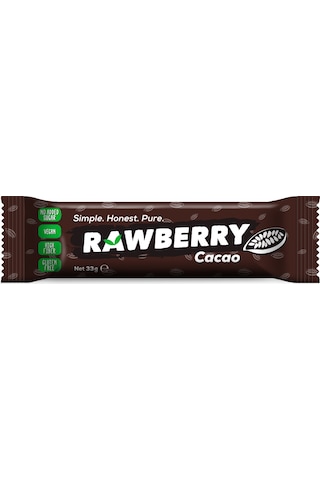 Rawberry Cacao Vegan Glutensiz Şeker İlavesiz Kuruyemiş Bar 15 x 33 G