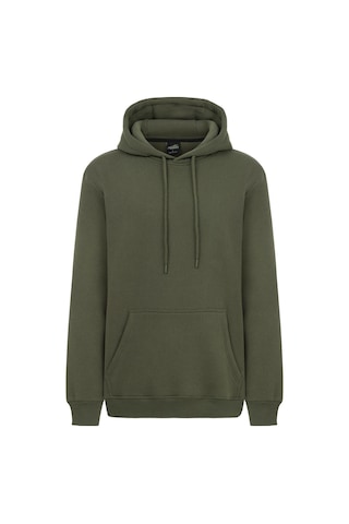 Mysport My Sport 5017 Erkek Yumuşacık Kapüşonlu Organik Pamuk Kanguru Cepli Regular Haki Sweatshirt Haki