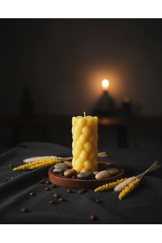 Baklava Desenli Mum Sarı