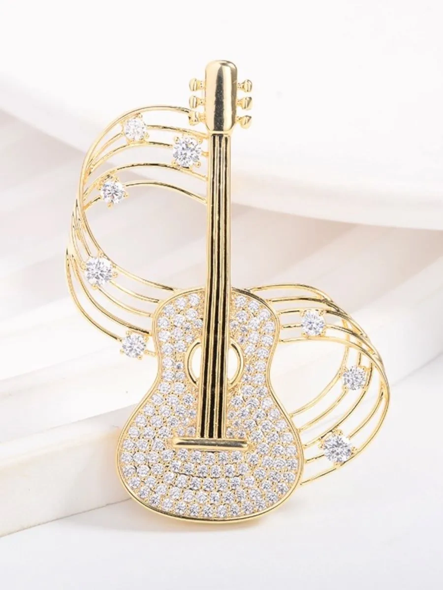 Fashion Jewelry Gitar Broş 309998461 Altın Rengi