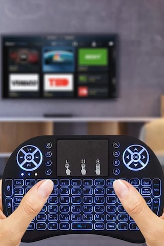 Thentech Bluetooth Akıllı Tv Android Uyumlu Mini Klavye Touchpad İle Mouse İşlevi Mini Kablosuz Klavye Siyah