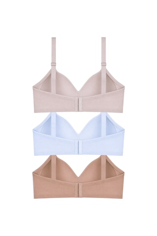 Cottonill Bra - Celina Balensiz Kaplı Toparlayıcı Minimizer Büyük Beden Kadın Sütyen 3'lü Paket Çok Renkli