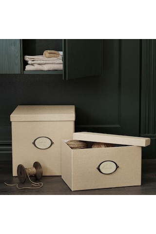 Ikea Kvarnvık Kapaklı Karton Saklama Kutusu 25 X 35 X 20 Cm Bej