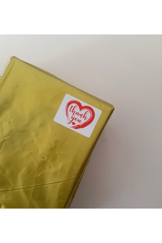 Kırmızı Kalp Teşekkür Etiketi - Thank You Sticker 30x40mm 100 Ad.