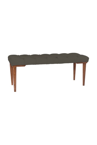 Gazzini Classic Retro Gürgen Ayak Chester Model Kapitoneli Antrasit Puf Bench - Ceviz Ayak