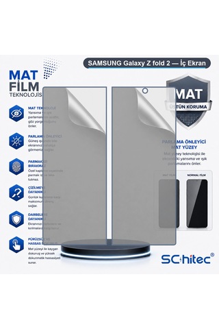 Samsung Galaxy Z Fold 2 Uyumlu İç Ekran Mat Hidrojel Koruyucu