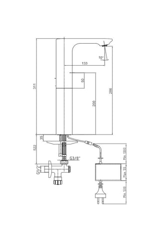 Eca Compact Fotoselli Yüksek Tip Lavabo Bataryası Elektrikli 108108045 Çift Su Girişli