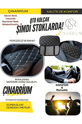 Nissan Almera 2000-2008 Deri Oto Kolçak Kılıfı, Kaliteli Süngerli Beyaz Nakışlı.