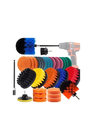 Sones 31'i 1 Arada Zemin Duvar Pencere Cam Temizleme Kireç Çözücü Elektrikli Matkap Fırça Başlığı Seti