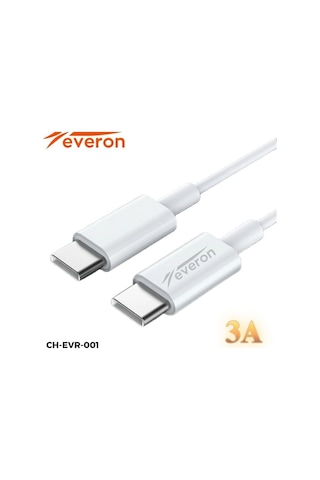 Apple Uyumlu iPhone 16e İle Type C Şarj Adaptörü Type C To Type C Kablo Evr-01 Beyaz