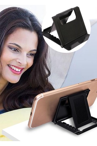 Masa Üstü Tablet Standı Telefon Standı Fold Stand Siyah Portatif Tasarım Stand