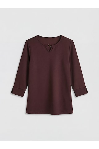 Lcw Grace Bordo Bisiklet Yaka Soft Touch Bluz