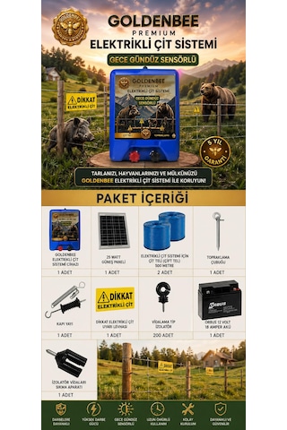 Goldenbee Eko Kit Elektrikli Çit Sistemi Domuz Ve Ayı Kovucu 1000mt Set-201
