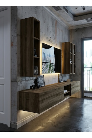 Resital Ledli Duvara Monte Tv Sehpası - Ceviz - W6003-2 Ceviz