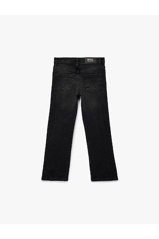 Koton Pamuklu İnci Detaylı Yıpratmalı Straight Fit Denim Pantolon Siyah 6wkg40047ad