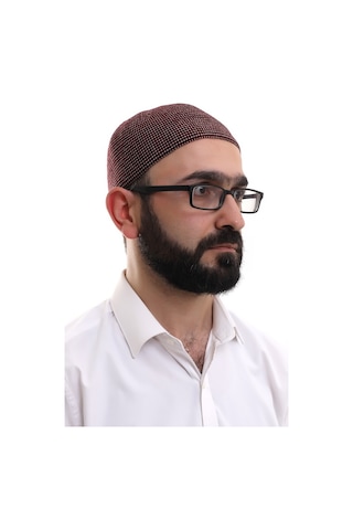 Bordo Kışlık Nokta Desenli Orlon Namaz Takkesi